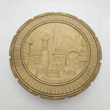 Vintage German Carved Wooden Plate Obrammergau Original Tag in German Raw Wood picture