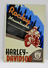 Vintage Harley Davidson Rocky Mountains 15 MFG Milwaukee WI Metal Tin Sign picture