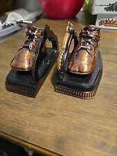 Antique Bronze Baby Shoes Bookends on Bronze Base picture