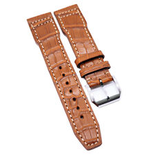 21mm Pilot Style Trombone Yellow Alligator Leather Watch Strap For IWC picture