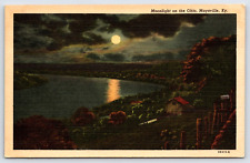 Original Old Vintage Antique Postcard Moonlight Ohio River Maysville Kentucky picture