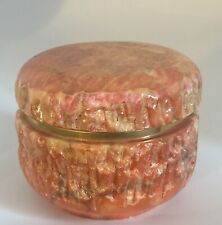 Vintage Hand Carved Made In Italy Genuine Alabaster Trinket Box - Stunning Color picture