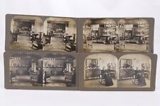 Lot of 4 Stereoviews Interior of House Dining Room, Living Room, Furniture Decor picture