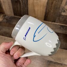 Boeing 737 MAX Aircraft Airplane Engine Shaped Coffee Mug Cup White Silver 16 oz picture