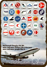 1975 McDONNELL DOUGLAS DC-10 JET Airline Logos  DECORATIVE REPLICA METAL SIGN picture