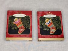 1999 Hallmark Keepsake Ornaments Mom Dad Gingerbread in Stockings Set of 2 picture