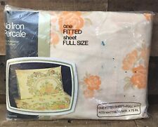 Vintage JCPenny Full Size Fitted Sheet  No Iron Percale Floral 54X 75” READ picture
