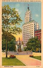 Court Square Fountain & Columbian Mutual Tower Memphis TN Linen Postcard picture