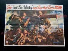 1943 WW2 USA HERE'S YOUR INFANTRY BUY WAR BOND MACHINE GUN PROPAGANDA POSTER 576 picture
