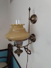 Vintage GWTW Hurricane  Wall Lamp Sconce Mid Century Butterscotch Ruffle Shade picture