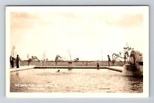 Miami FL-Florida RPPC Bell Haven Trailer Camp Pool Real Photo 1950 Old Postcard picture