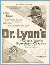 1917 Dr Lyon's Tooth Powder Ad WWI Soldier's Kit Art  522 W 22nd St New York NY picture
