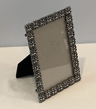 Vintage Sixtrees Silvertone Metal Floral Rhinestone 4x6 Photo Frame For Tabletop picture