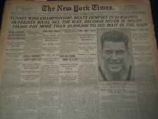 1926 SEPT 24 NEW YORK TIMES - TUNNEY WINS CHAMPIONSHIP BEATS DEMPSEY - NT 7563 picture